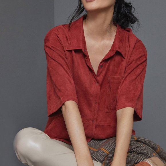 HTF Anthropologie Clarke Sueded Buttondown